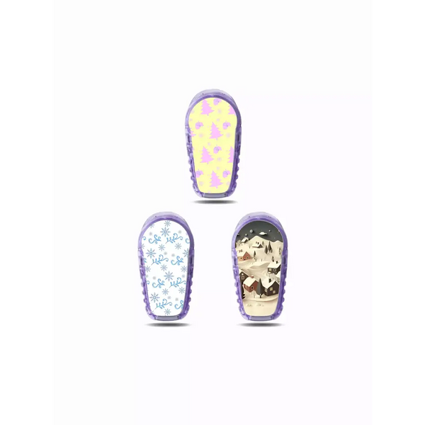 Winter-themed Dexcom G6 sensor stickers with festive designs.