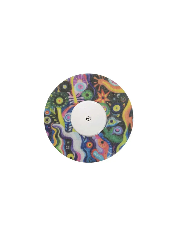 Freestyle Libre 2 Patch with colorful childhood memories design, secure and breathable for active lifestyles.