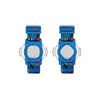Medtronic Simplera children's armband with rotating clip and metal adjuster in blue print design.