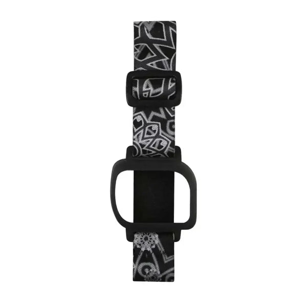 GlucoMen Day Insulin Patch Pump Adjustable Armband with black and white design.