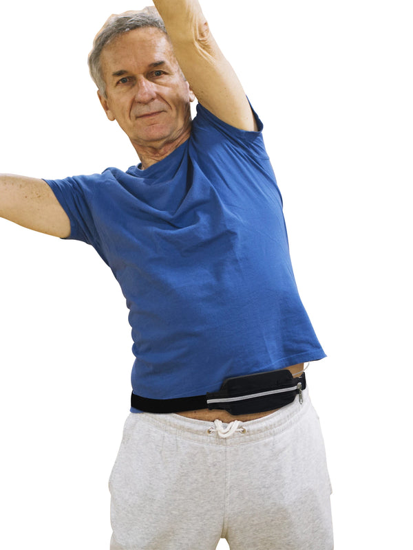 Man wearing the Kaio-Device infusion pump belt around the waist