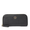 Stylish black leather diabetic case with zip closure, featuring gold heart detail from Sweet Collection.