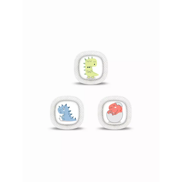 Medtronic Simplera CGM Stickers in Fun Vibes Cute Dino design. Customize your CGM sensor with adorable dinosaur stickers. Non-removable.