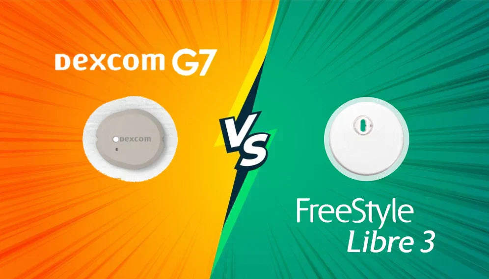 Dexcom G7 vs FreeStyle Libre 3 CGM sensors comparison showing two glucose monitoring devices side by side Immagine