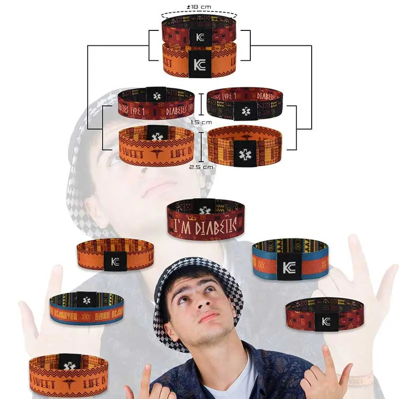 Diabetes Awareness Wristbands for Adults - Kaio-Wristbands Immagine