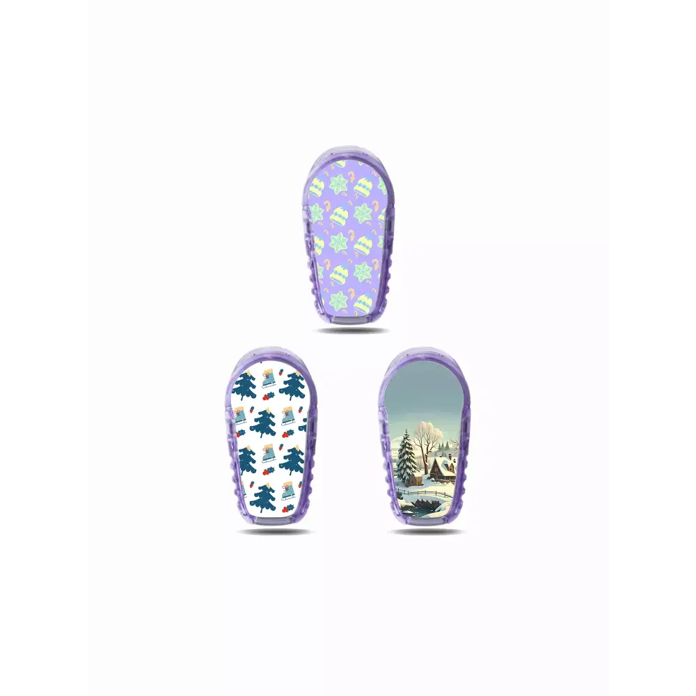 Winter-themed Dexcom G6 sensor stickers, festive designs for CGM.