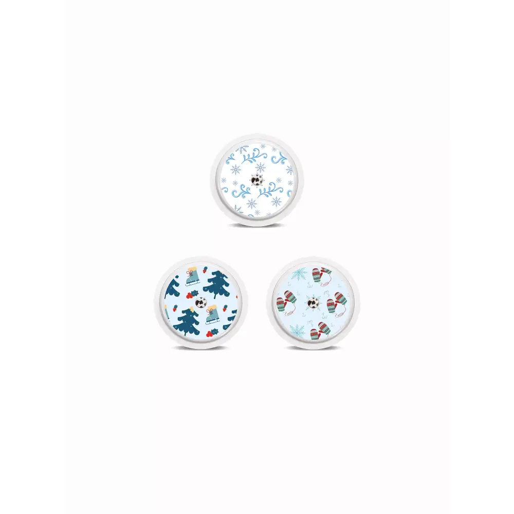 Freestyle Libre 2 Winter Edition stickers, featuring snowflakes and winter patterns, enhance sensor style and durability.