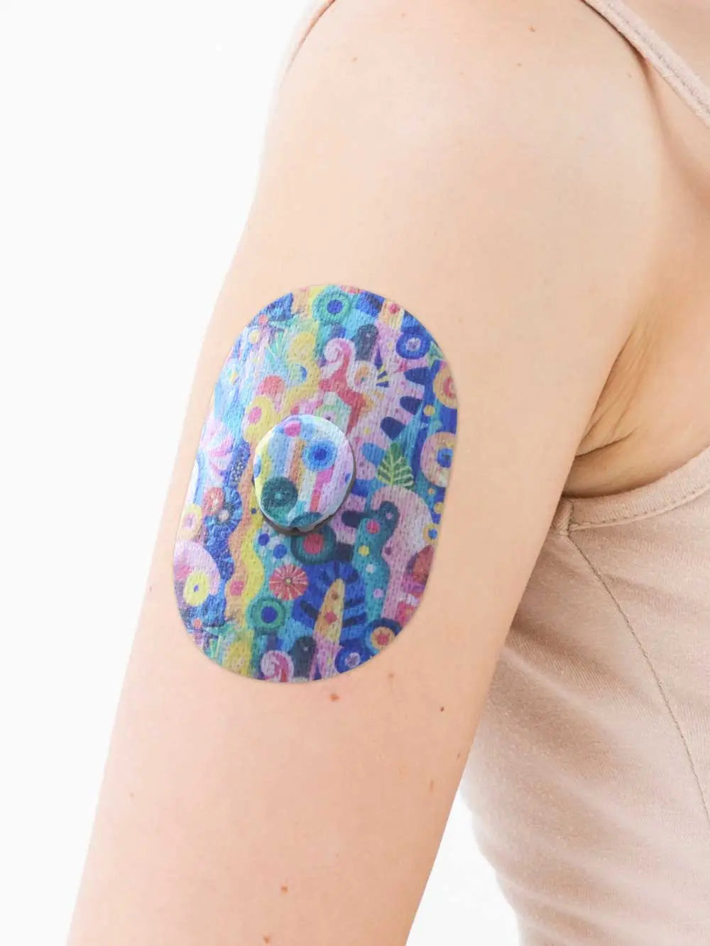 Cerotto adesivo per Dexcom G7, fantasia Ethereal Bloom, sul braccio