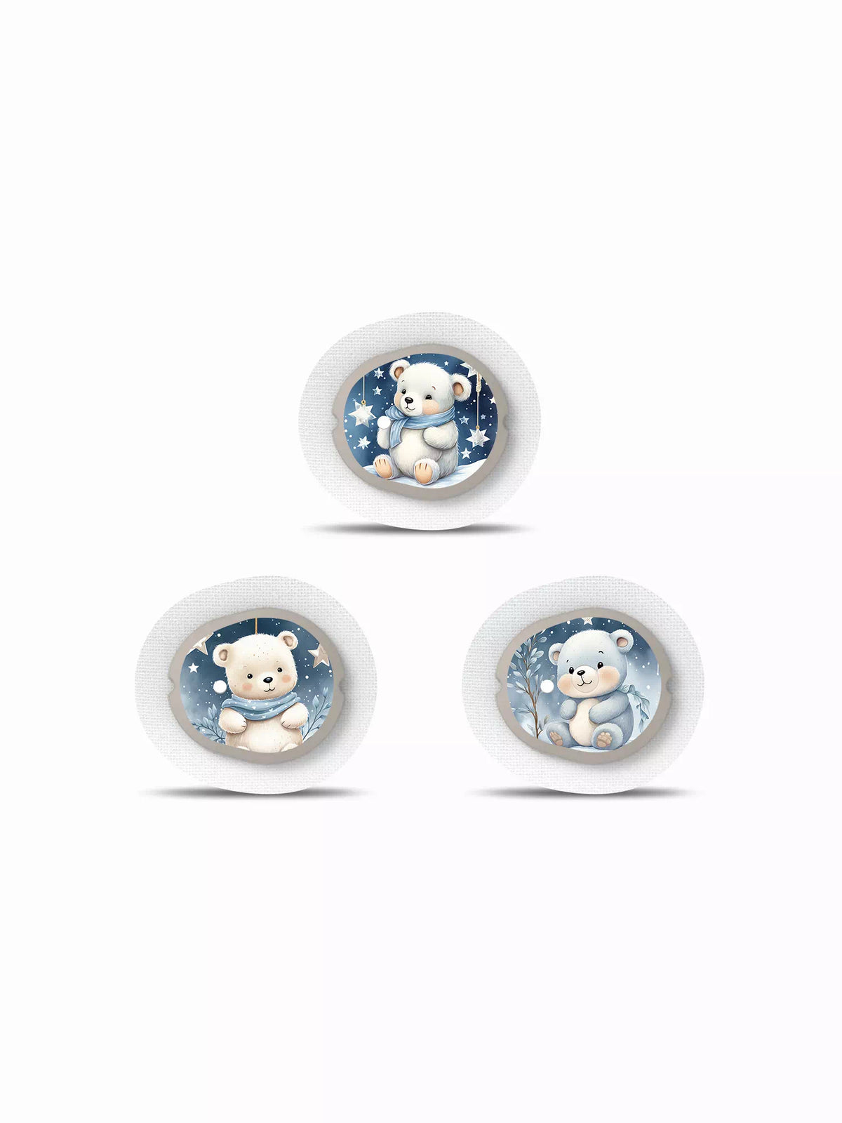 Christmas-themed Dexcom G7 CGM sensor stickers with festive designs.