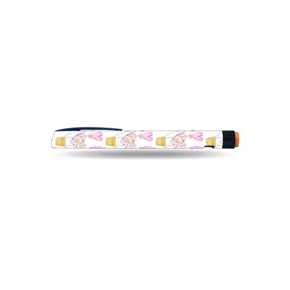 NovoRapid Flexpen with Valentine Edition 2024 love-themed sticker featuring pink hearts and romantic motifs