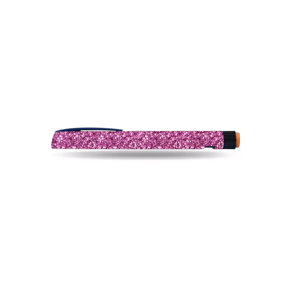 NovoRapid Flexpen insulin pen with pink glitter Valentine edition sticker for diabetes care