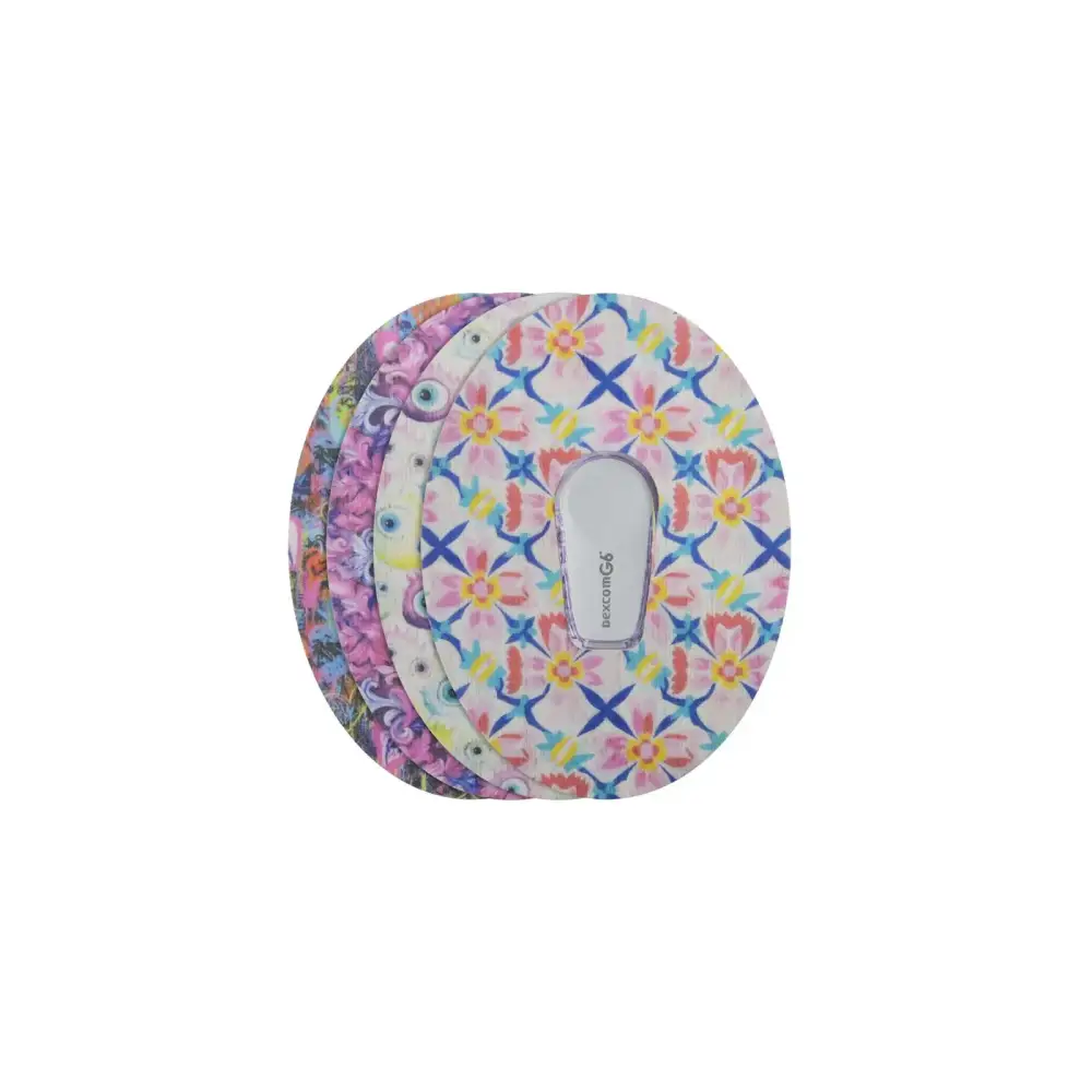 Cerotti adesivi per Dexcom G6, serie Spring, 4 fantasie impilate