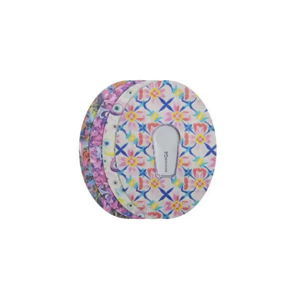 Cerotti adesivi per Dexcom G6, serie Spring, 4 fantasie impilate