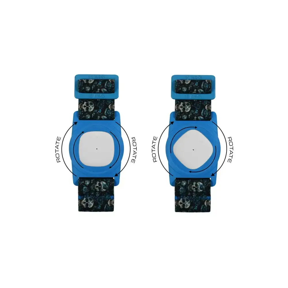 Medtronic Simplera armband for children with rotating clip and metal adjuster, featuring playful prints, secure fit, and durable design.