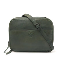 Green Leather Diabetic Supplies Shoulder Bag - ALICE front view