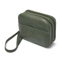 Side view of Green Leather Diabetic Supplies Shoulder Bag - ALICE