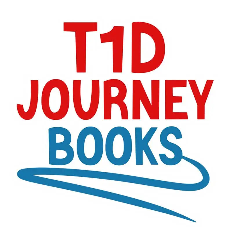 Red "T1D Journey Books" text with a blue swoosh underneath. Immagine