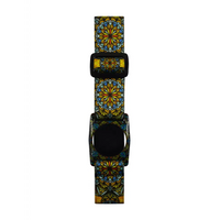 Decorative yellow and blue floral mandala watch band for Freestyle Libre Dia-Style Limited Edition