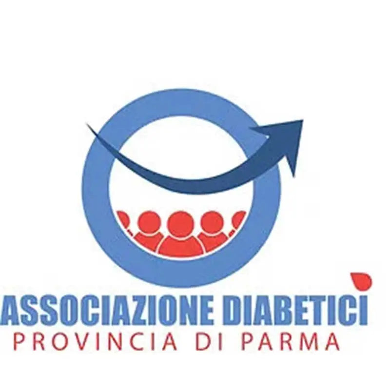 Logo dell'Associazione Diabetici Provincia di Parma con persone stilizzate e freccia blu. Immagine