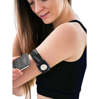 Black Dia-Style Armband for Dexcom G7 Sensor with heart rate monitor and rotating clip