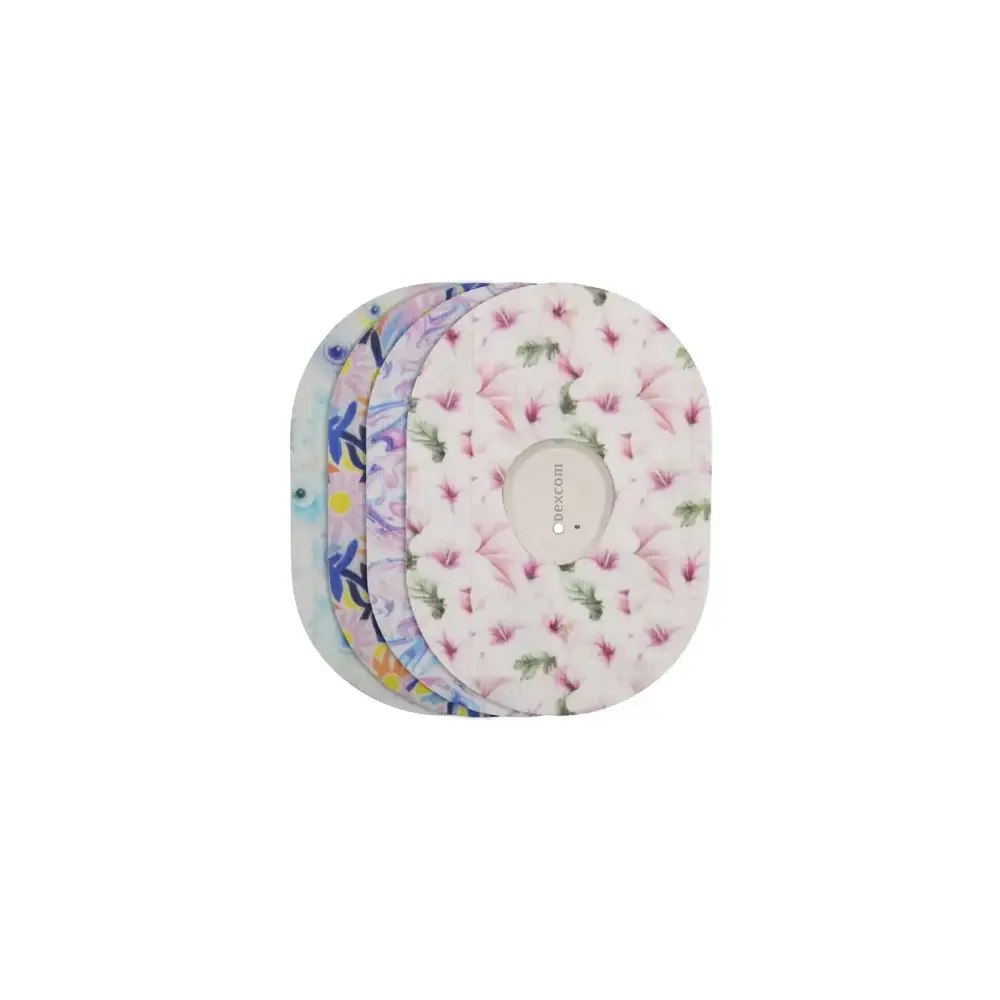 Cerotti adesivi per Dexcom G7, serie Spring, 4 fantasie impilate
