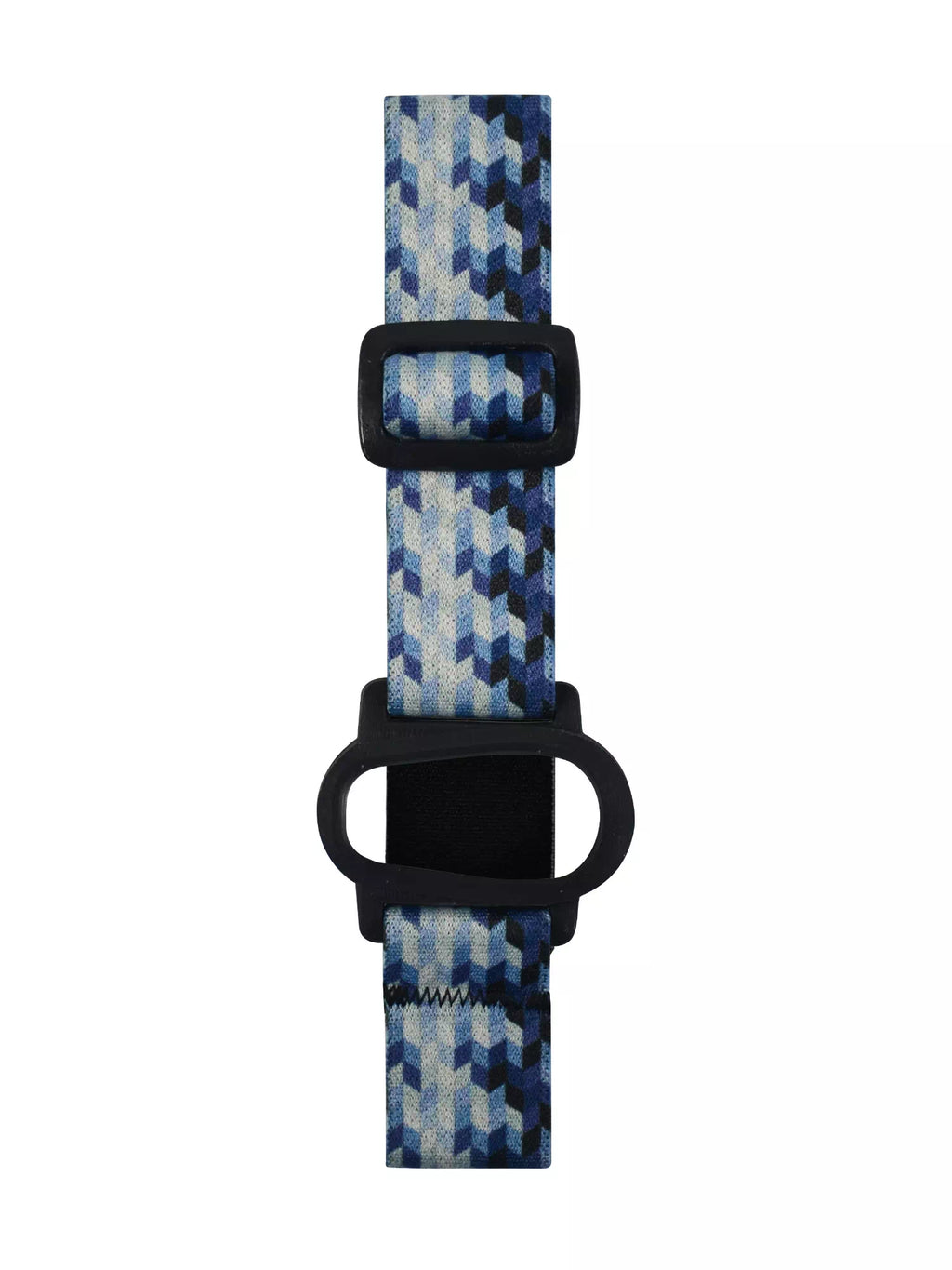 Dexcom G6 Adjustable Armband with blue geometric design for secure CGM placement.