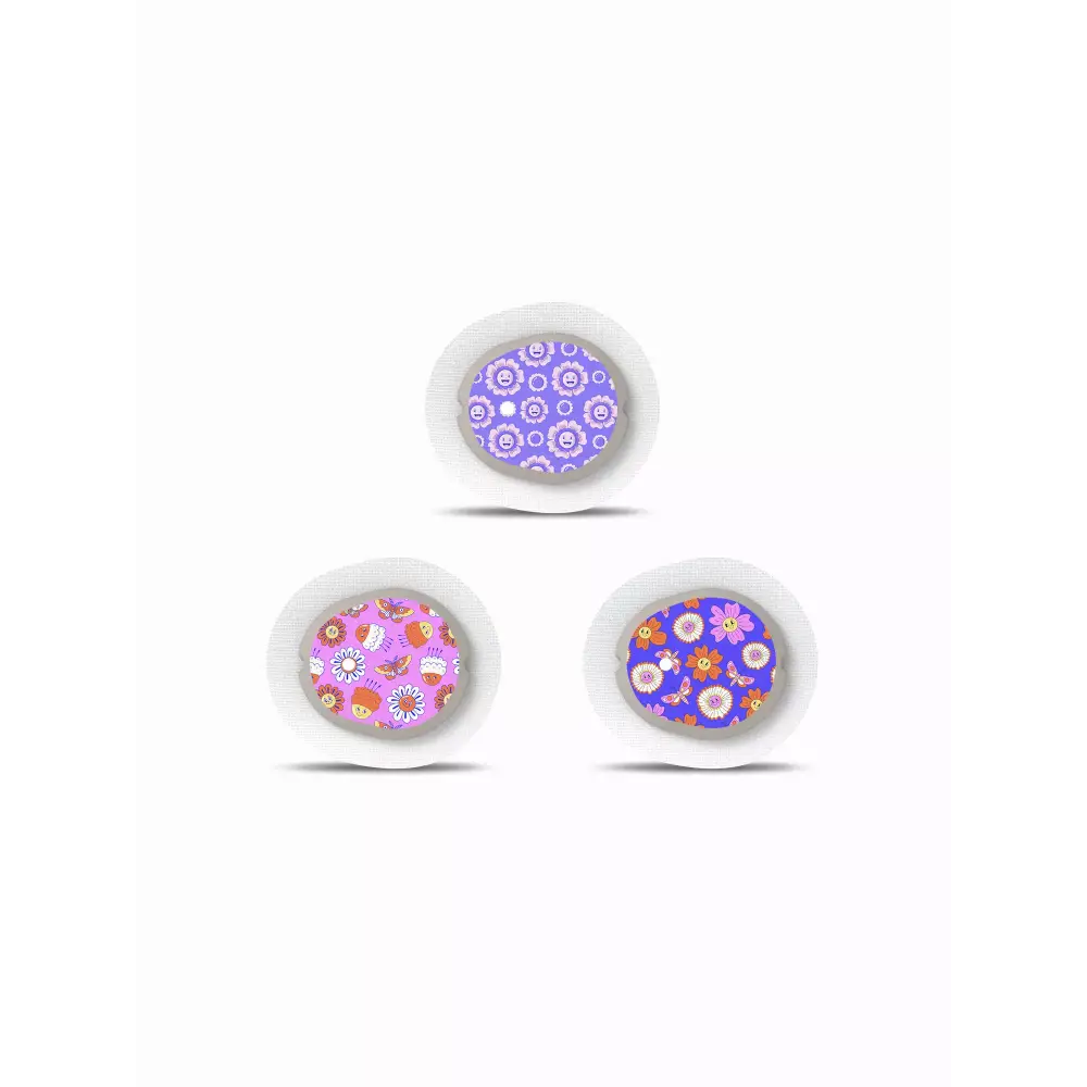 Dexcom G7 Spring Edition 2025 stickers featuring floral and decorative patterns.