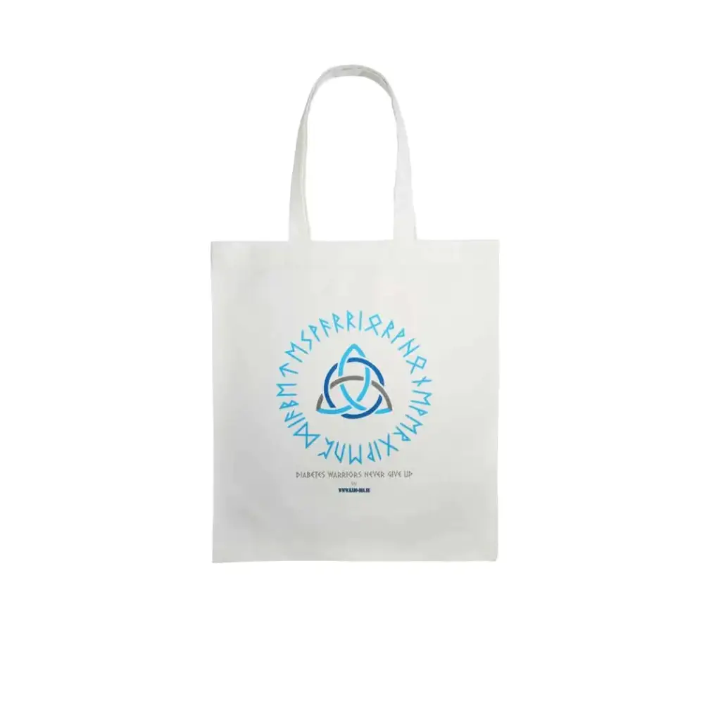 Diabetes Awareness Tote Bag with Viking symbol and rune text design.