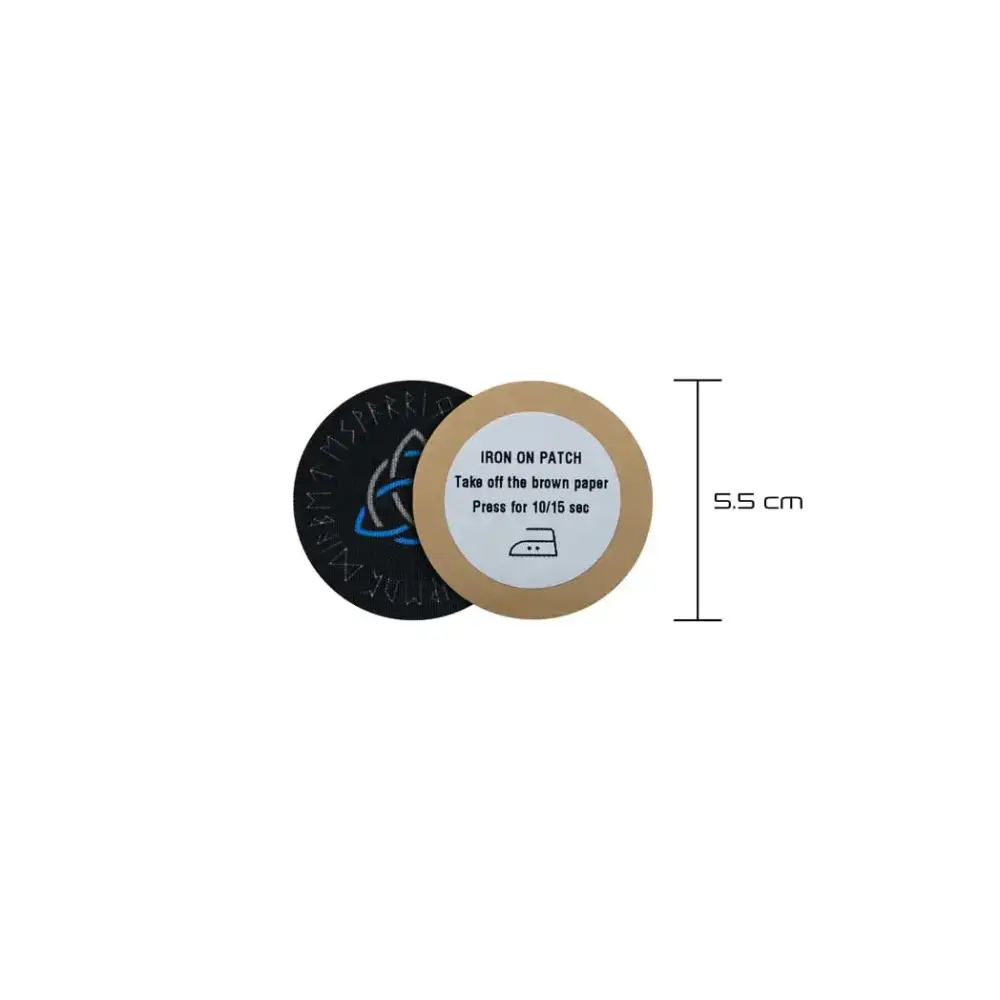 Viking-themed diabetes awareness iron-on patch with Triquerta symbol, 5.5 cm diameter.