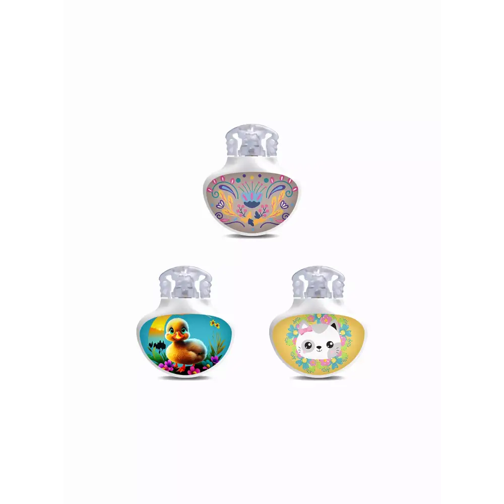 Guardian Enlite Sensor Stickers - Spring Edition 2024, featuring vibrant designs including floral, chick, and bunny themes.