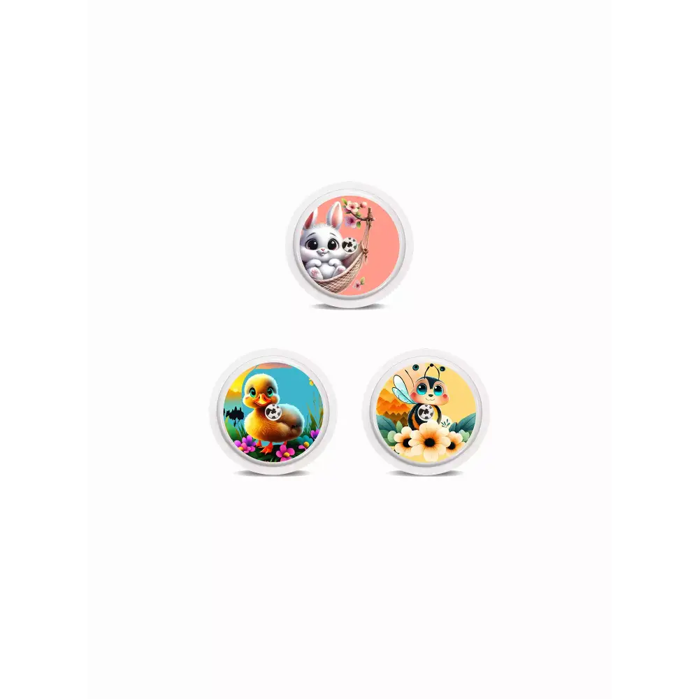 Freestyle Libre 2 Spring Edition sensor stickers with vibrant animal and floral designs.