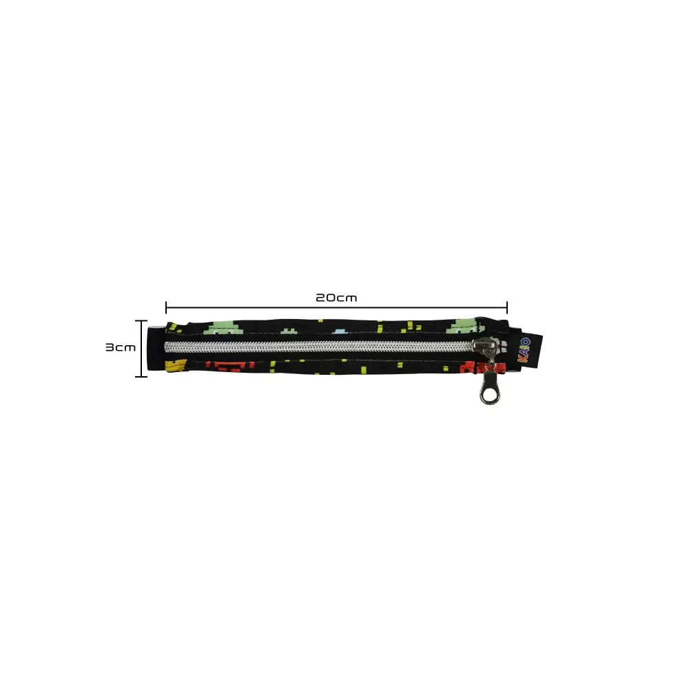 Wide insulin pump belly pouch with zipper and cartoon print, 20x3 cm.