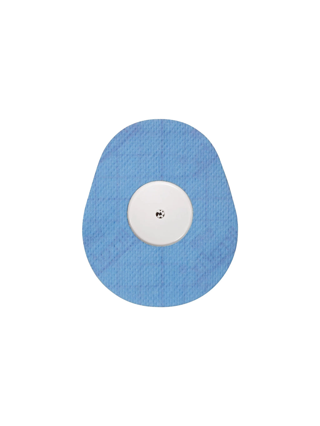 FreeStyle Libre 2 drop shape patch in blue solid color, breathable adhesive patch to help support sensor wear