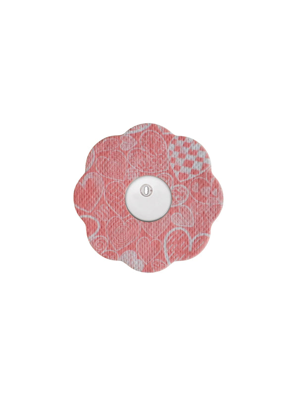 FreeStyle Libre 3 cookie shape patch in Kind of Love design, breathable adhesive overpatch to help support sensor wear