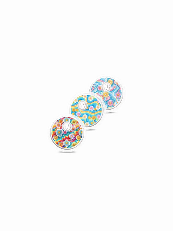 Freestyle Libre 3 Summer Edition stickers, vibrant tropical designs for sensor protection.