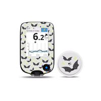 Freestyle Libre Halloween edition sensor stickers with bat and boo designs.