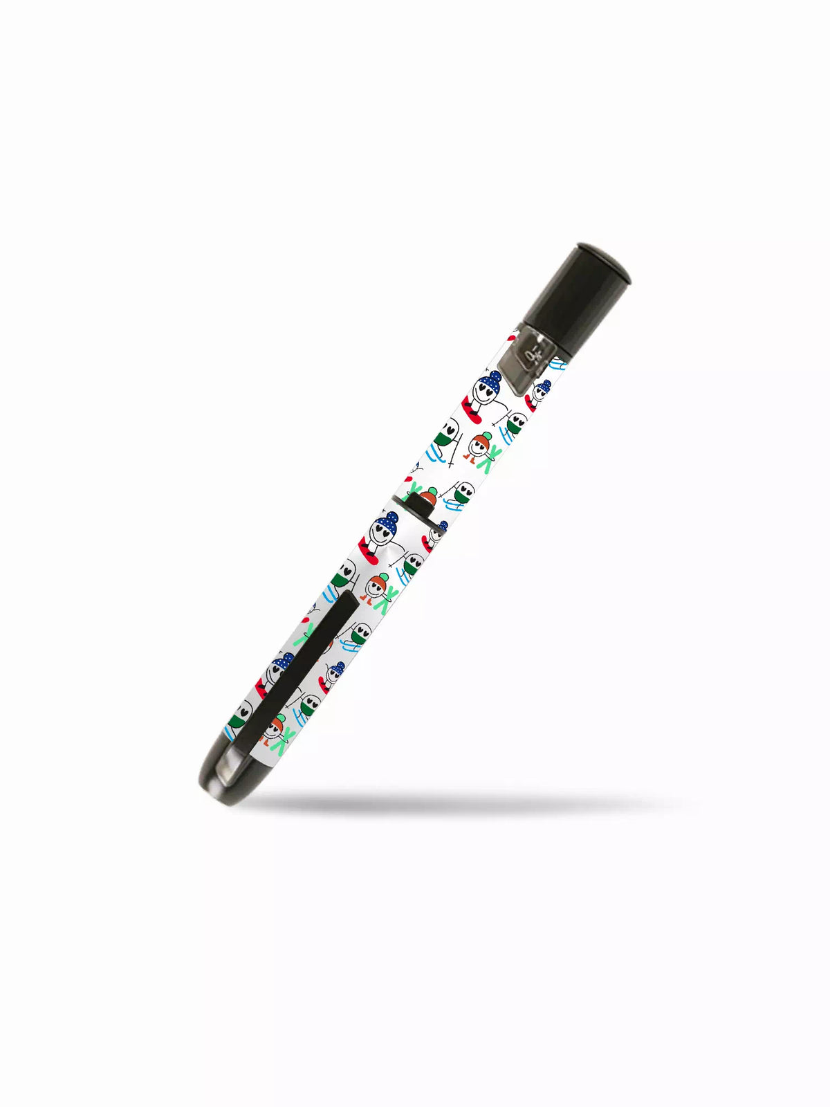 Winter-themed InPen insulin pen sticker with festive snowmen and holiday designs.