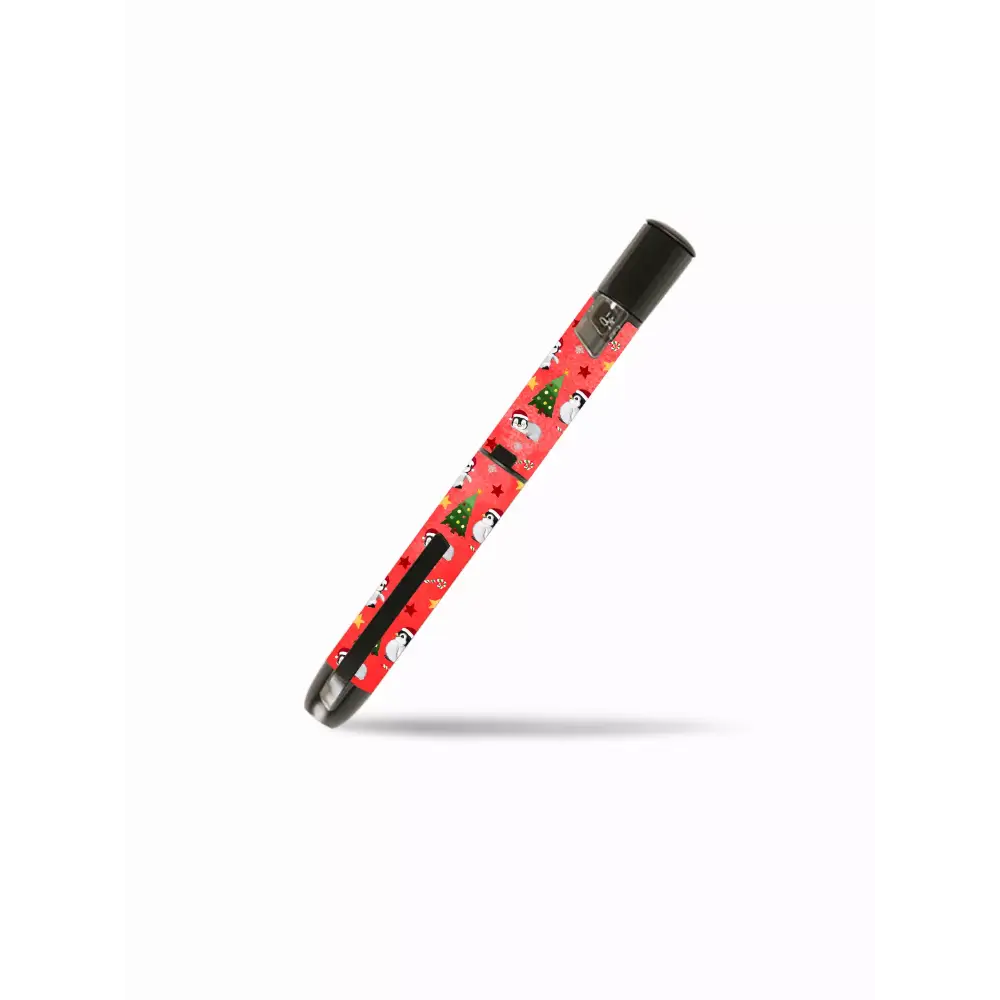 Colorful insulin pen with floral pattern on red, perfect for Christmas cheer stickers