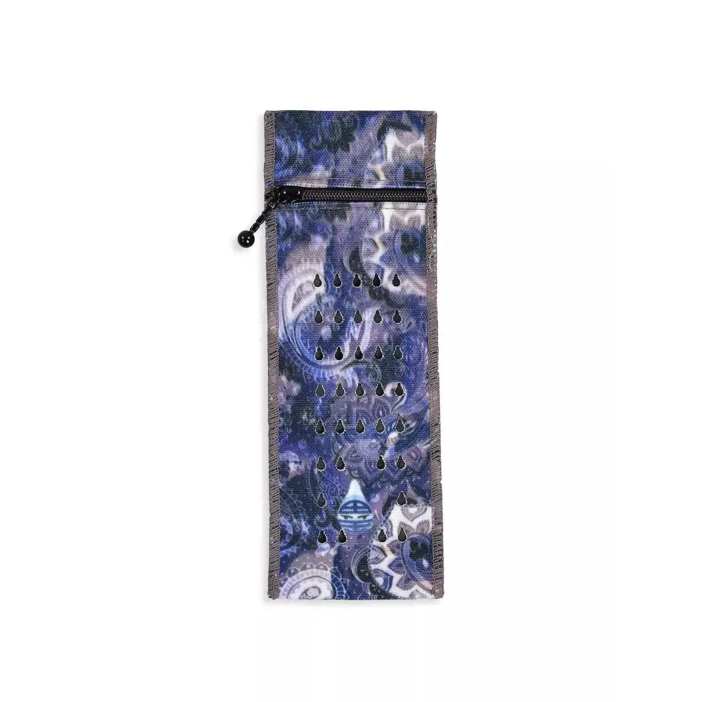 Insulin travel case cooler Dia-Cool size 1 with zippered pouch, purple blue pattern, portable and reusable insulin pen cooling wallet