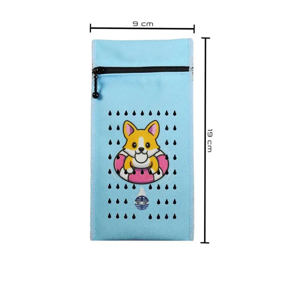 Insulin cooling wallet for kids featuring playful design with animal illustration, fits two insulin pens or vials, keeps insulin cool for 48 hours.