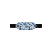 Floral-patterned fanny pack in blue and white for insulin pump, Dia-Body Pouch Basic