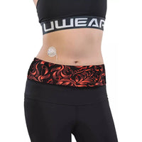 Floral print lightweight insulin pump waist belt providing comfort and secure storage for active use.