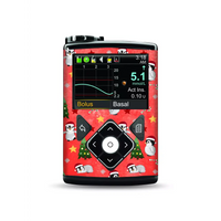 Insulin pump decorated with festive skin from Medtronic MiniMed Stickers Christmas 2024