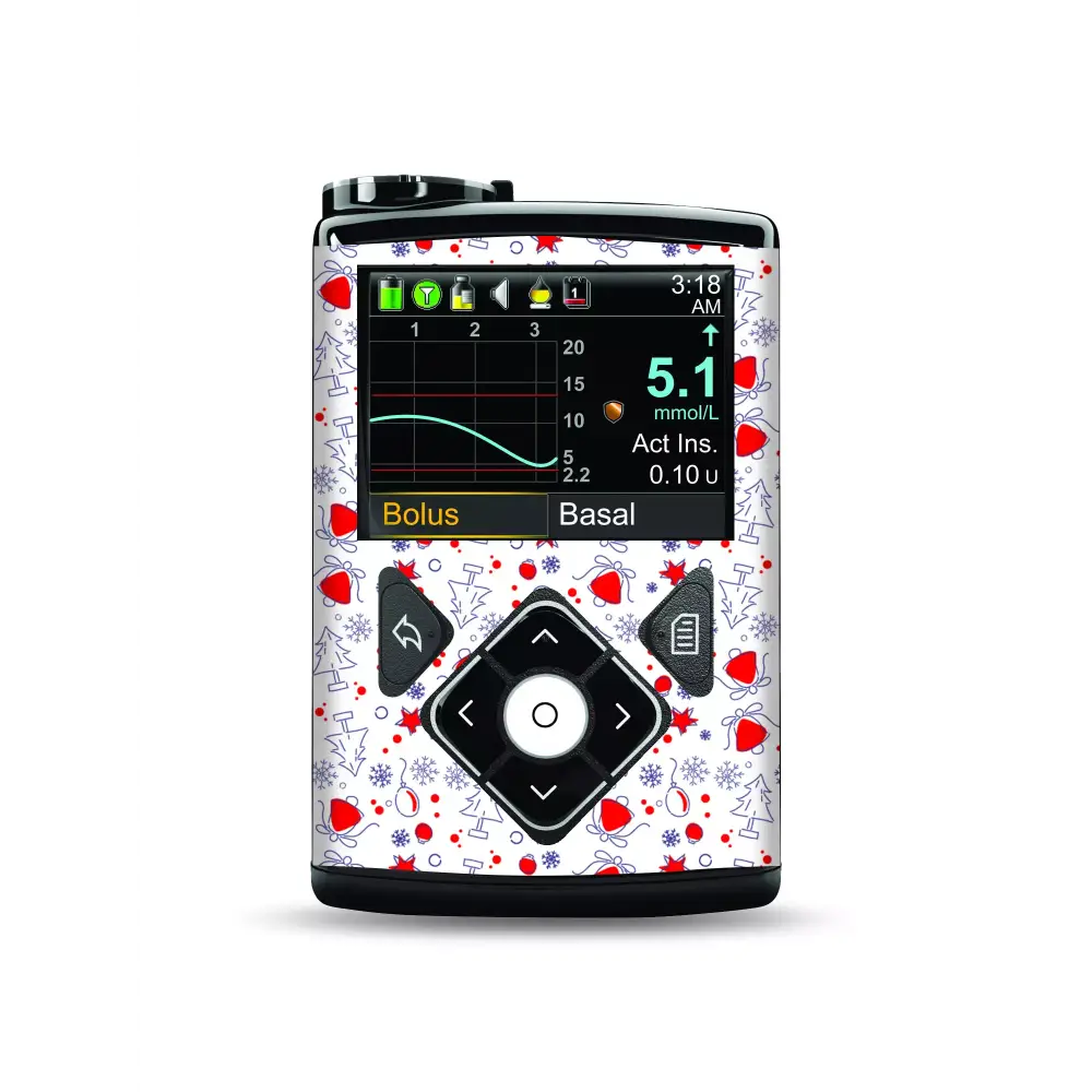 Insulin pump with heart-patterned skin and display, Medtronic MiniMed Stickers