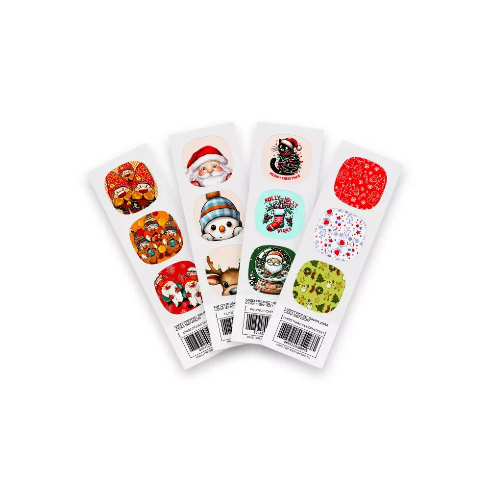 Christmas-themed nail decals for Medtronic Simplera CGM Stickers - holiday designs
