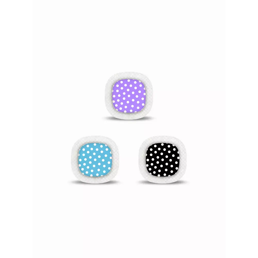 Medtronic Simplera CGM Stickers in Fun Vibes Polka Dots design. Customize your CGM sensor with polka dot stickers. 3 stickers per pack. Non-removable.