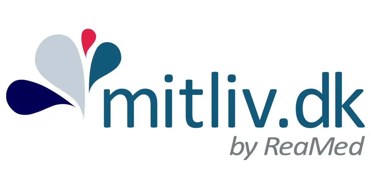 Mitliv.dk by ReaMed logo with blue, grey, and red heart-shaped elements. Immagine