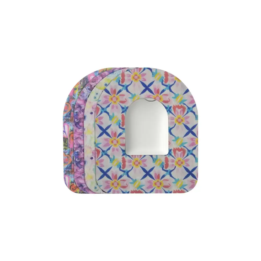 Cerotti adesivi per Pod Omnipod, serie Spring, 4 fantasie impilate