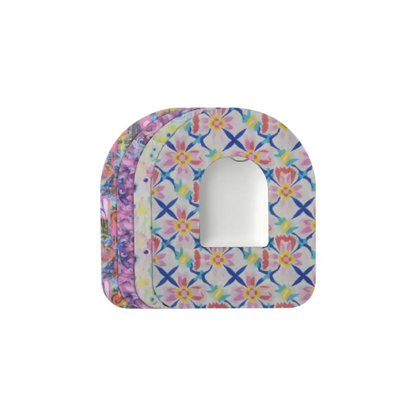 Cerotti adesivi per Pod Omnipod, serie Spring, 4 fantasie impilate