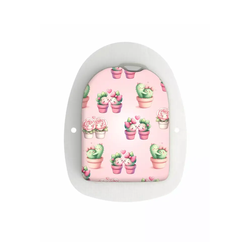 Omnipod POD Valentine Edition 2025 sticker with plant and heart designs.